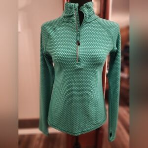 Eddie Bauer 1/4 zip, green polka dot, size medium